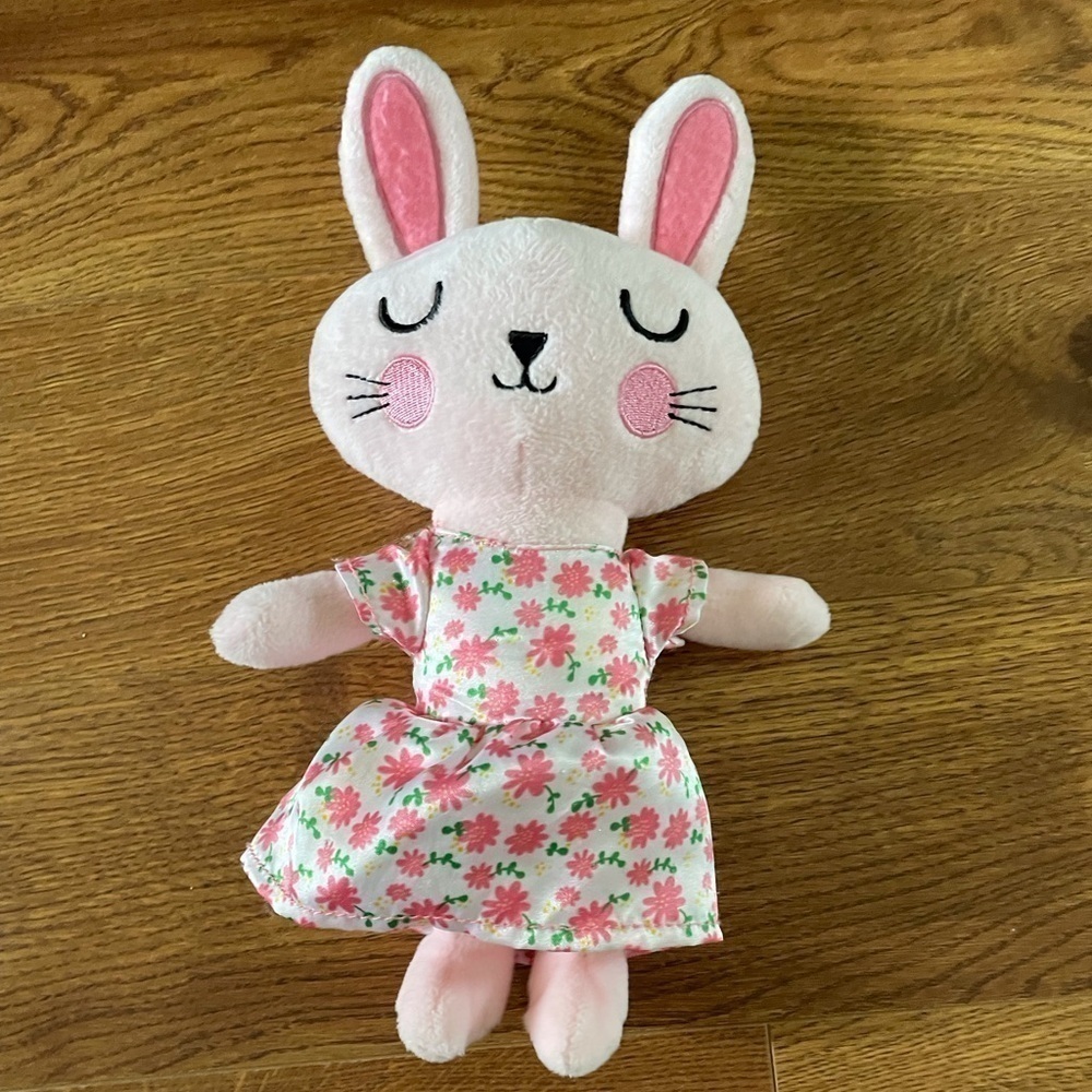 Pink floral bunny stuffed figure plush - Picture 1 of 4